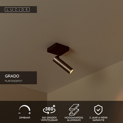 Lucide GRADO - Plafondspot - 1xGU10 (MR11) - Grijs ijzer